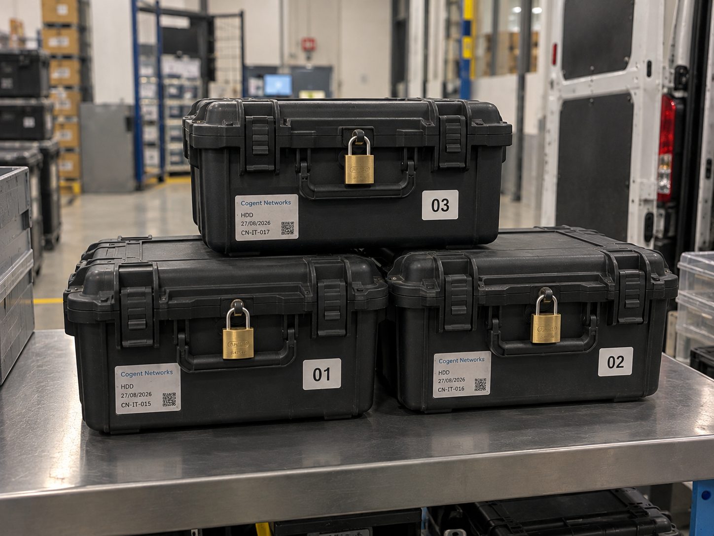 Sealed and padlocked secure collection bins